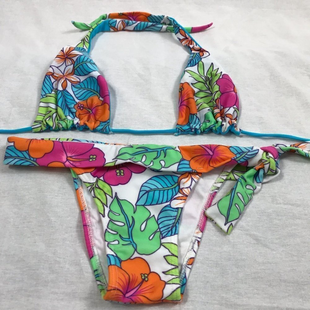 Recco Size Large Brazilian Tropical Floral Print Bikini Set. New With Tags.